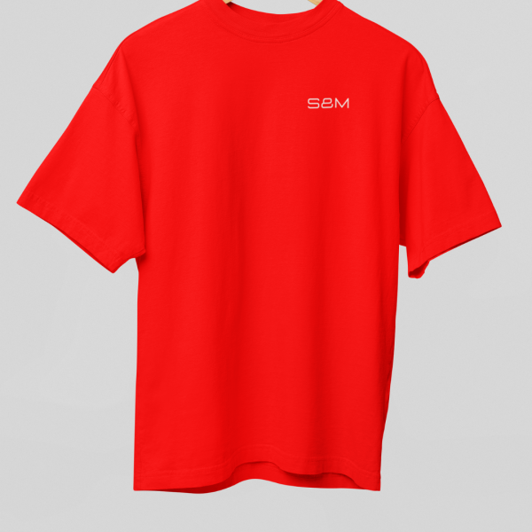 Camiseta Roja Oversized Logo Blanco