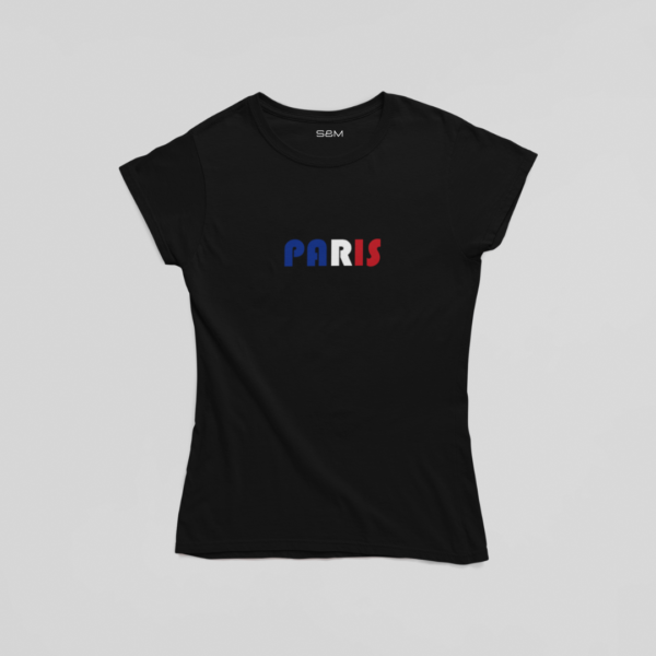 Camiseta Mujer Negro Paris Colores - Imagen 2
